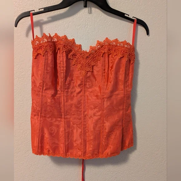 Frederick's Of Los Angeles Elegant Orange Lace Women's Top - Picture 1 of 4